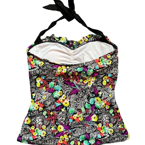 24th & Ocean Multicolor Floral Print Halter Swim Top, XL - Picture 2 of 6
